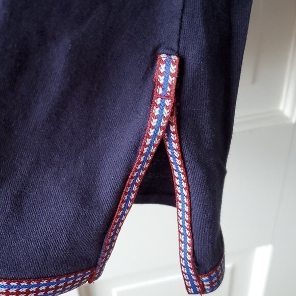 J. CREW BLUE EMBROIDERED TRIM TASSEL SLEEVELESS TOP LARGE - Picture 6 of 12